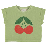 Piupiuchick Light Olive Cherry Print Baby T-Shirt