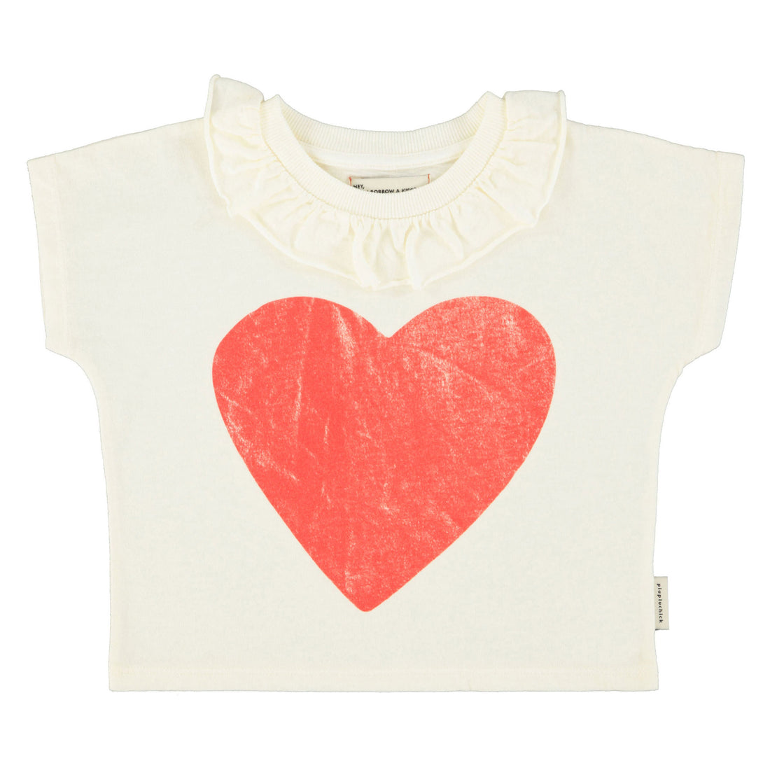 Piupiuchick Ecru/Red Heart Print T-Shirt