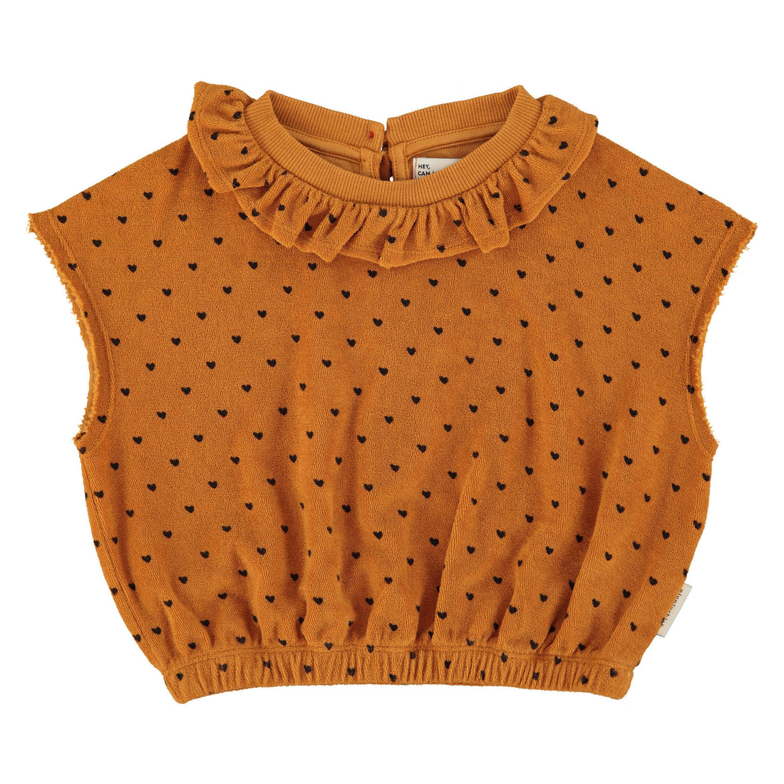 Piupiuchick Camel/Black Hearts All Over Top