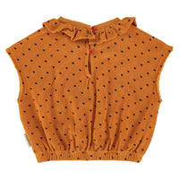 Piupiuchick Camel/Black Hearts All Over Top