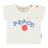 Piupiuchick Ecru "Peace" Print Baby T-Shirt