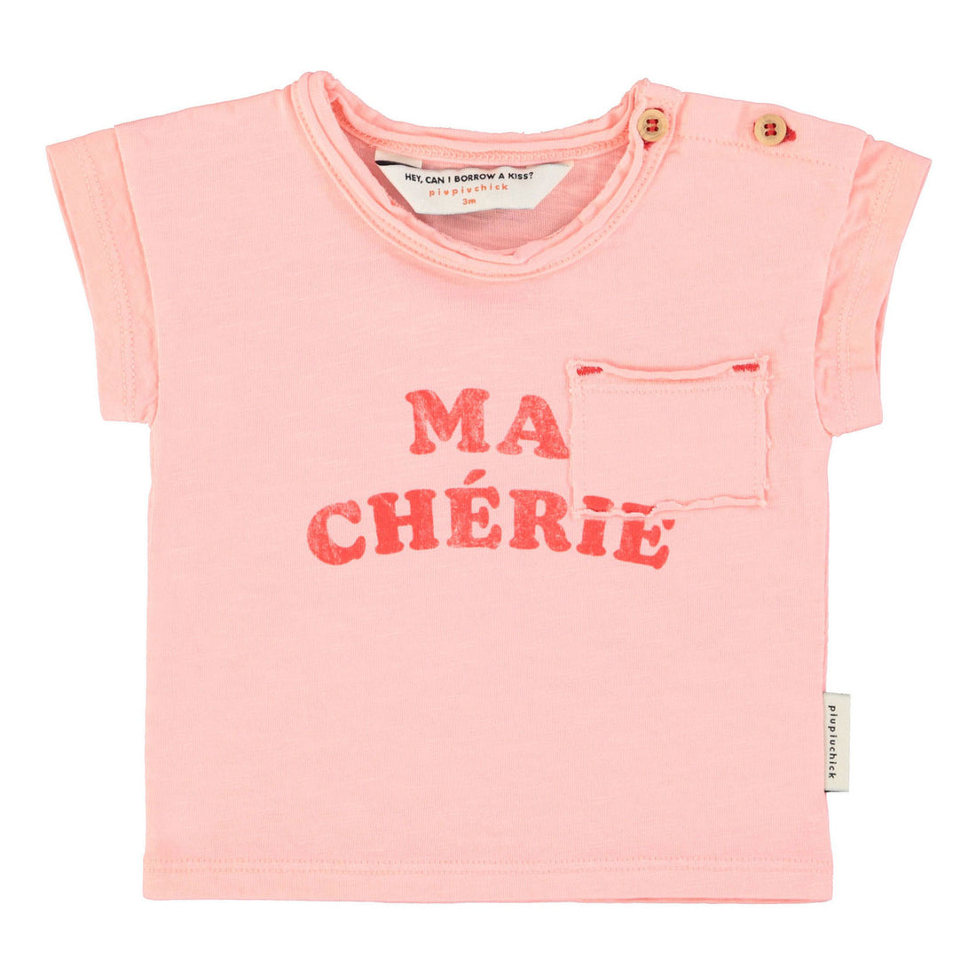 Piupiuchick Light Pink "Ma Cherie" Print Baby T-Shirt