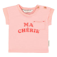 Piupiuchick Light Pink "Ma Cherie" Print Baby T-Shirt