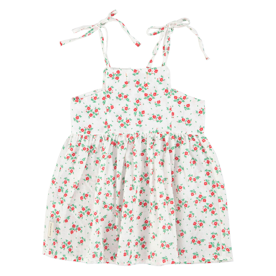 Piupiuchick Ecru/Red Flowers All Over Dress