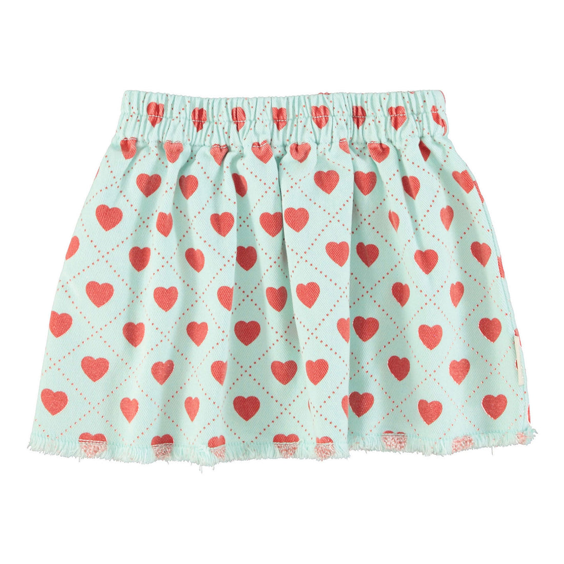 Piupiuchick Light Blue/Red Hearts All Over Skirt