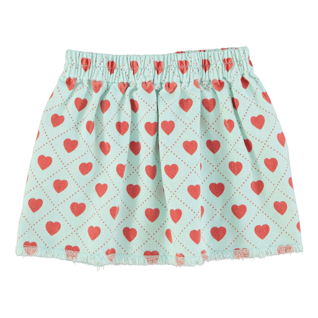 Piupiuchick Light Blue/Red Hearts All Over Skirt