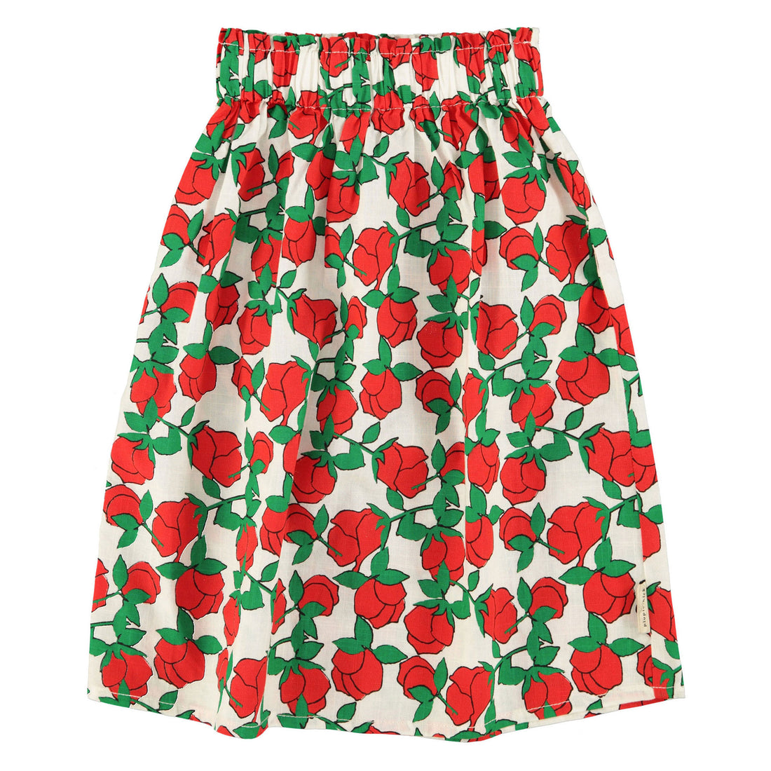 Piupiuchick Ecru/Red Roses Print Long Skirt