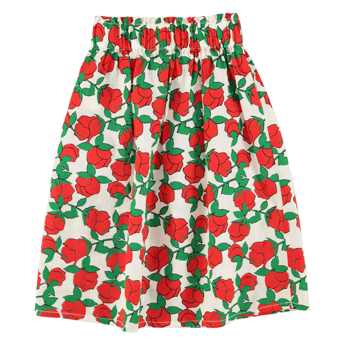 Piupiuchick Ecru/Red Roses Print Long Skirt