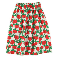 Piupiuchick Ecru/Red Roses Print Long Skirt