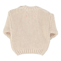 Piupiuchick Ecru/Red Heart Print Knitted Baby Sweater