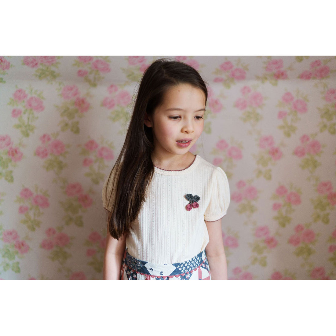 Little Cotton Clothes Crochet Cherry Pointelle T-Shirt