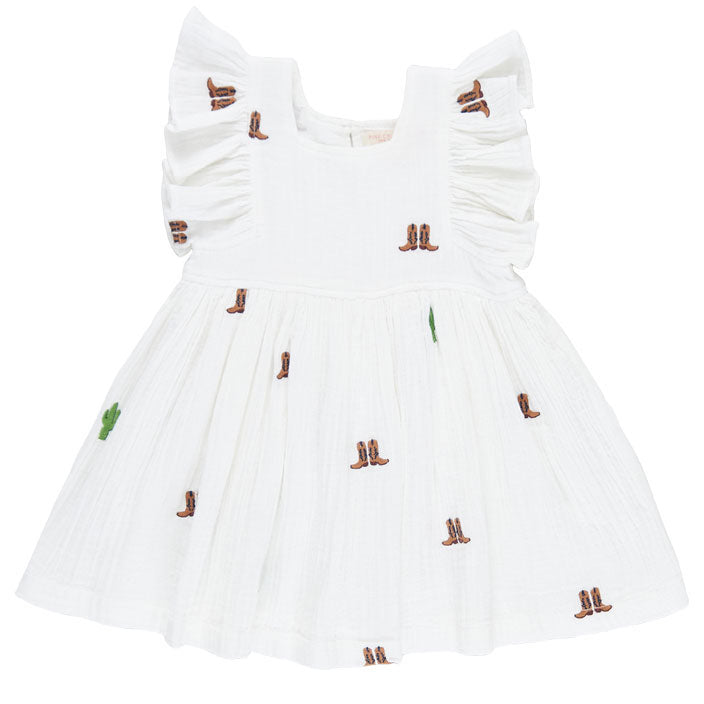 Pink Chicken RodeoE mbroidery Elsie Dress