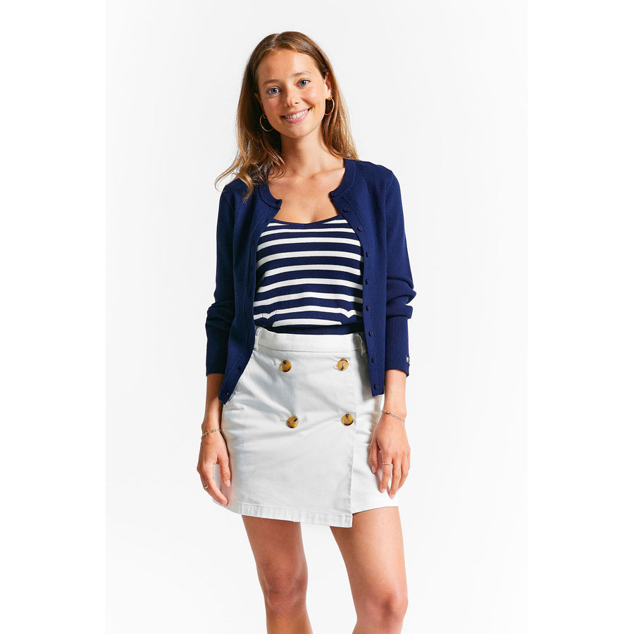 Indee Navy Knitted Ribbed Cardigan