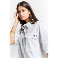Indee Off White Stripe Cotton Shirt
