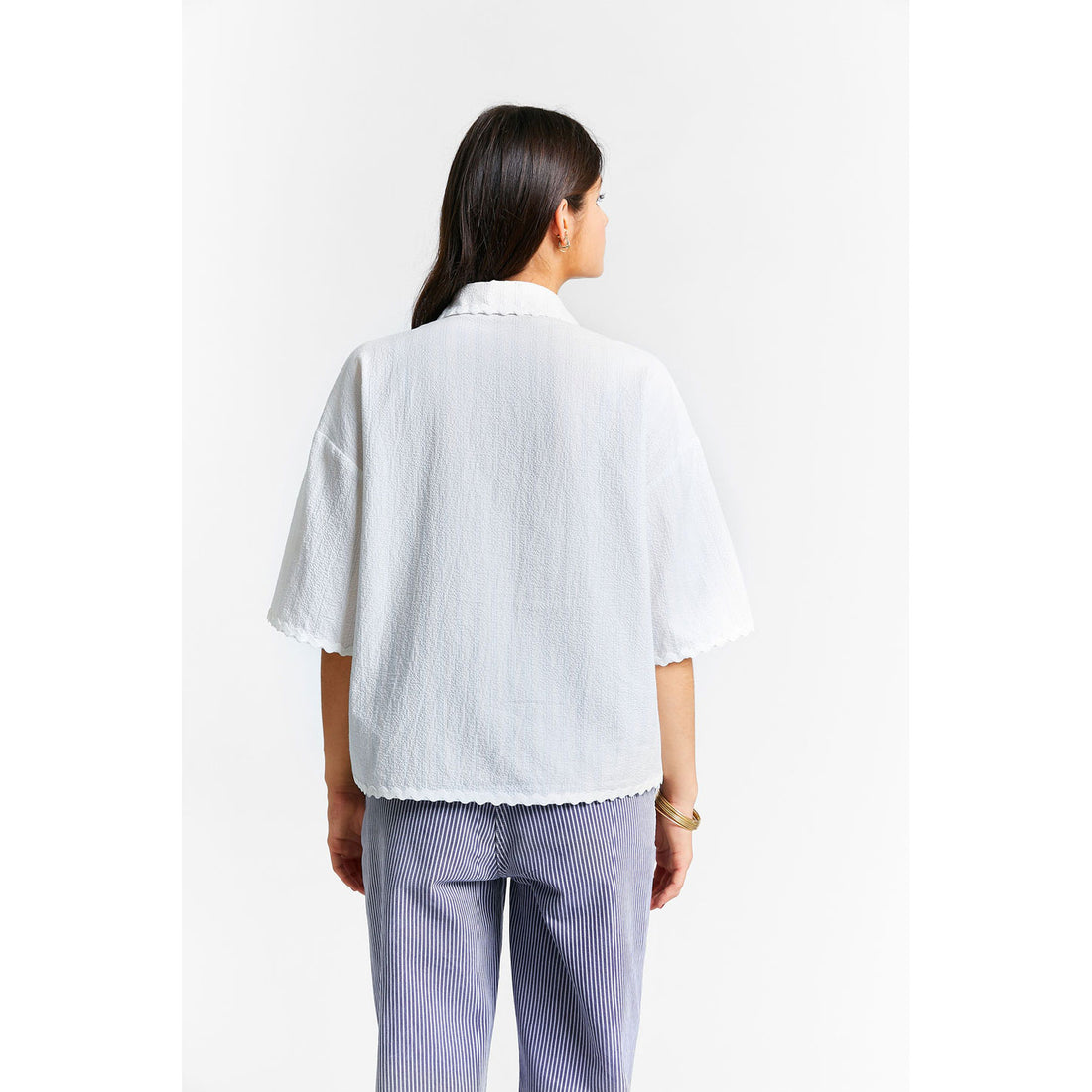 Indee Off White Stripe Cotton Shirt