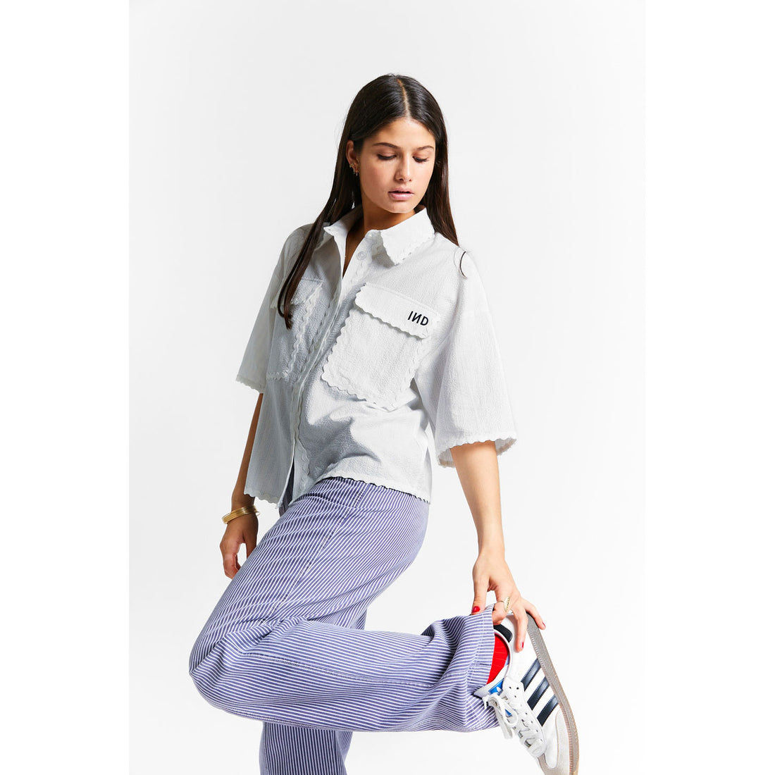 Indee Off White Stripe Cotton Shirt