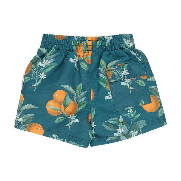 Pink Chicken Green Botanical Oranges Swim Trunk