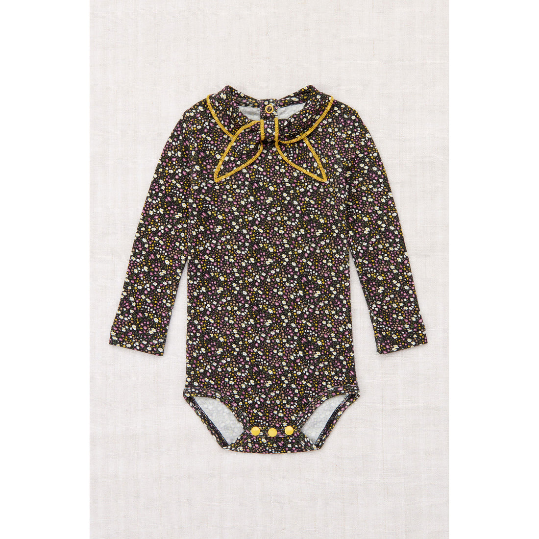 Misha and Puff Carbon/Periwinkle Mini Floral Scout Onesie
