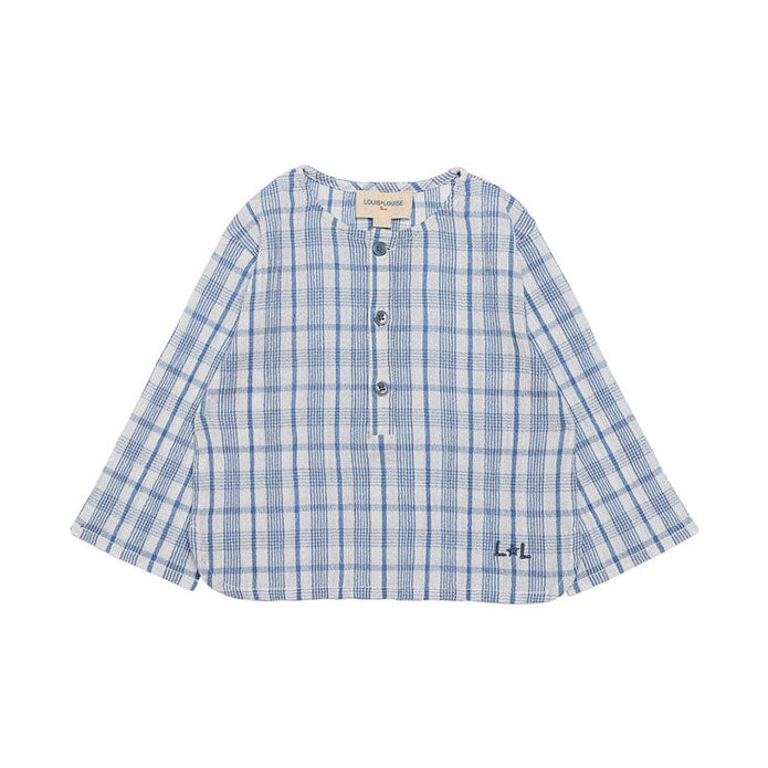 Louis Louise Blue Check Oncle Baby Shirt
