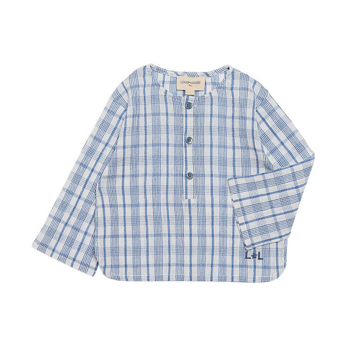 Louis Louise Blue Check Oncle Baby Shirt