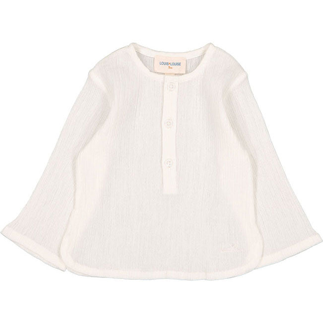 Louis Louise Off White Cotton Crepe Oncle Baby Shirt
