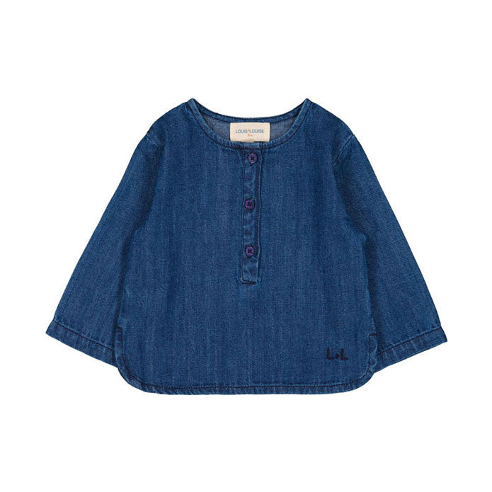 Louis Louise Dark Blue Denim Oncle Baby Shirt
