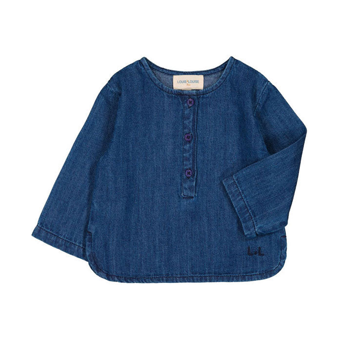 Louis Louise Dark Blue Denim Oncle Baby Shirt