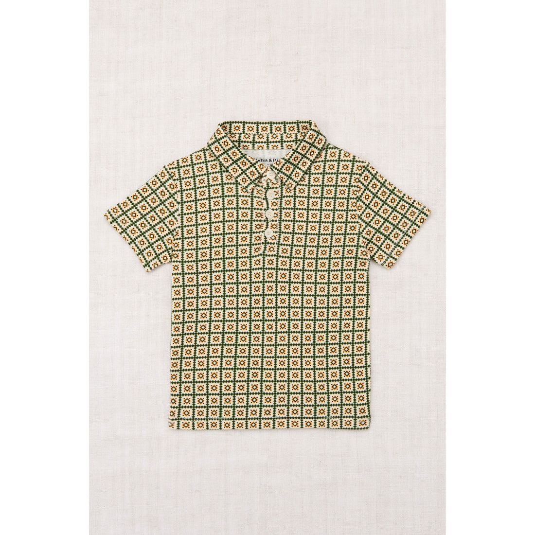 Misha and Puff String/Lawn Pinking Tiles Short Sleeve Polo