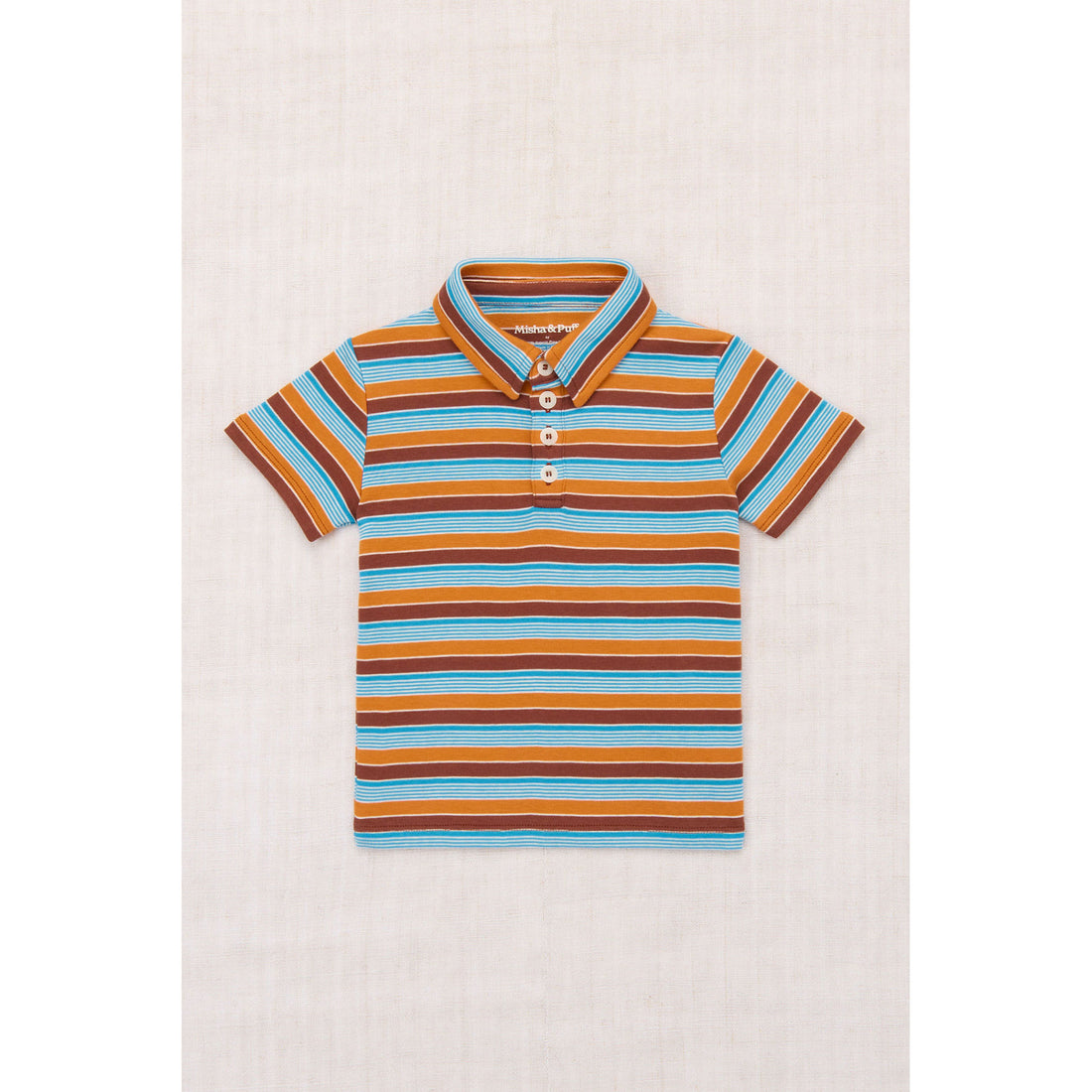 Misha and Puff Bright Sky Avenue Stripe Short Sleeve Polo