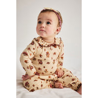 Misha and Puff String/Antique Rose Holyoke Floral Baby Pierrot Onesie