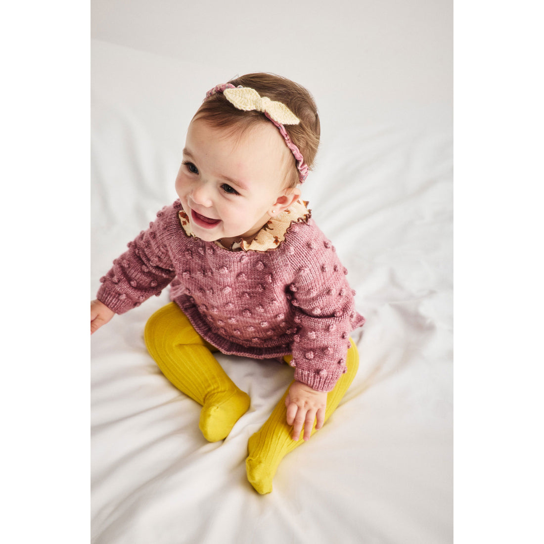 Misha and Puff Antique Rose Baby Original Popcorn Sweater