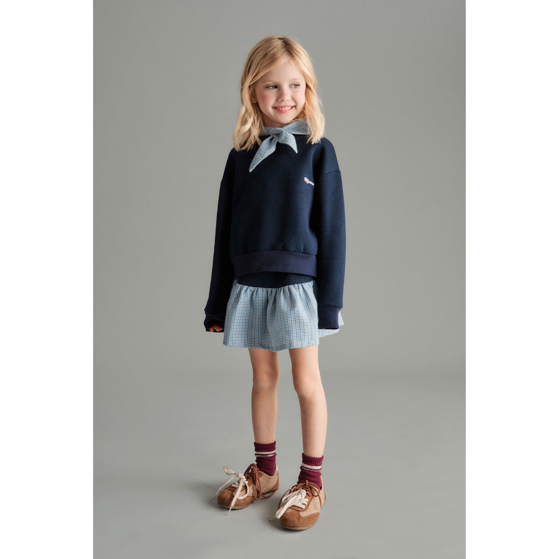 Mipounet Blue Vichy Florence Sweatshirt