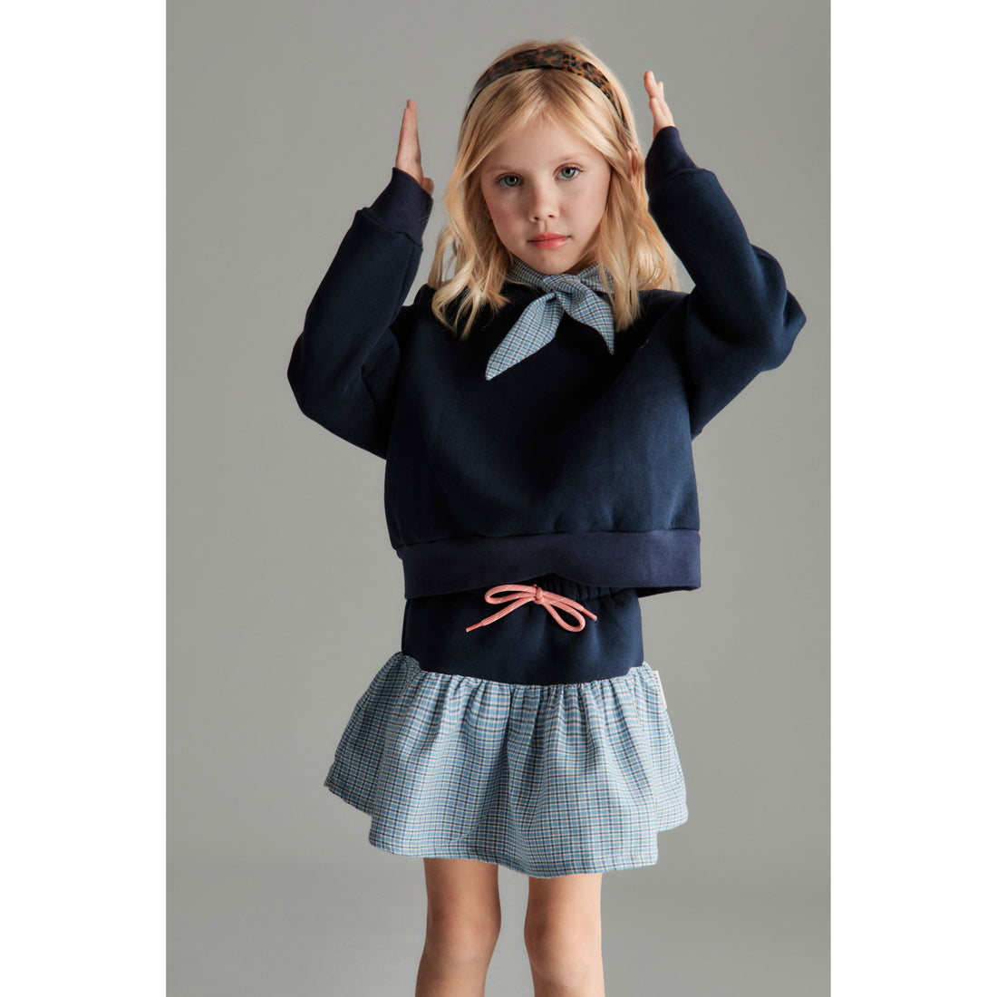 Mipounet Blue Vichy Florence Mini Skirt