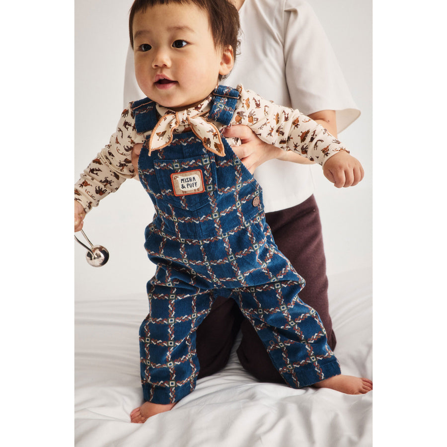 Misha and Puff Marine Blue Portico Baby Corduroy Carpenter Overall