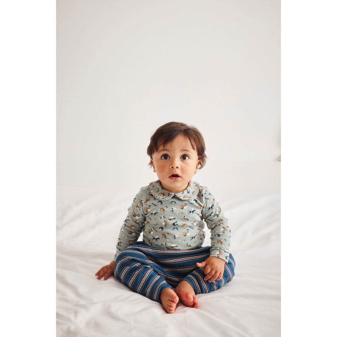 Misha and Puff Marine Blue Sgraffito Baby Gus Pant