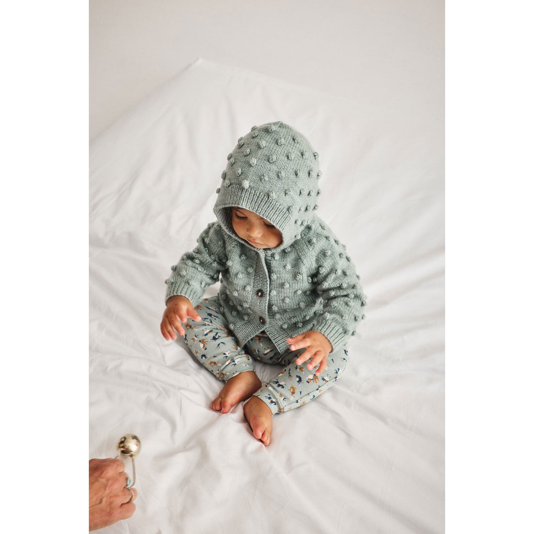 Misha and Puff Onsen Baby Hooded Popcorn Cardigan