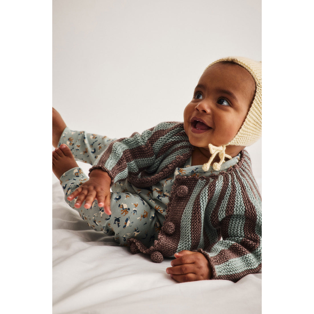 Misha and Puff Mink Baby Circus Stripe Cardigan