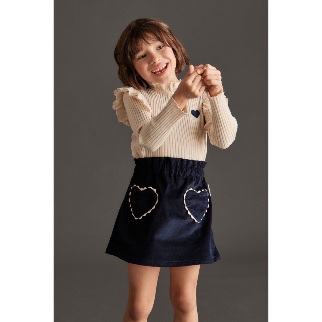 Mipounet Navy Velvet Clotilde Skirt
