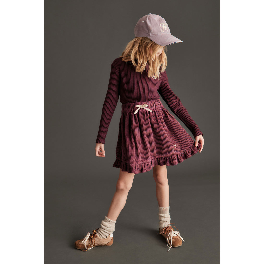 Mipounet Burgundy Siena Corduroy Mini Skirt