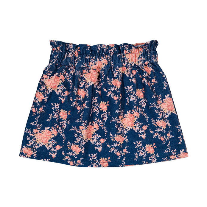 Louis Louise Navy Corduroy Bouquet Zippa Skirt
