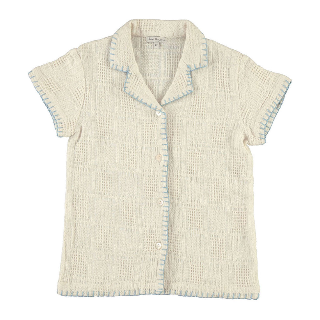 Bebe Organic Natural Squares Sky Shirt