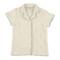 Bebe Organic Natural Squares Sky Shirt