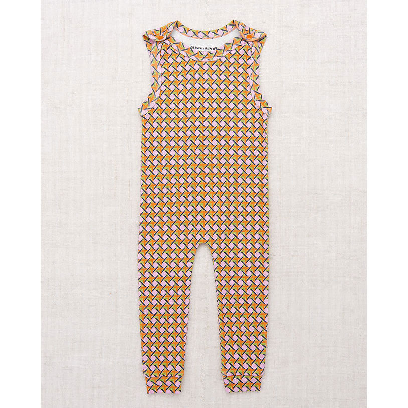 Misha and Puff  Pink Lilac Lattice Snap Overall