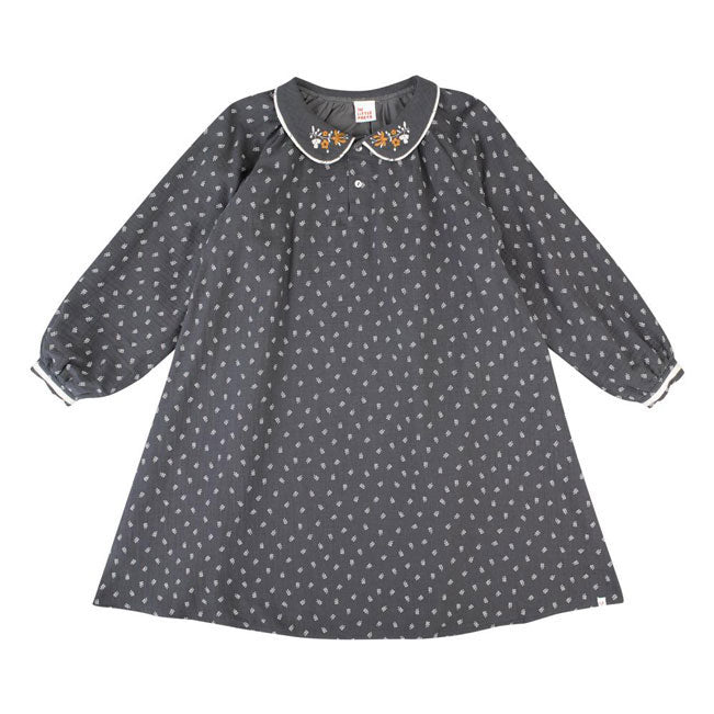 The Little Poets Graphite Embroidery Sophia Midi Dress