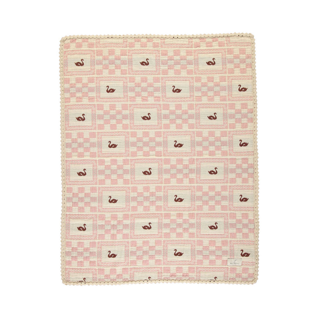 Bebe Organic Rose Patchwork Swan Blanket