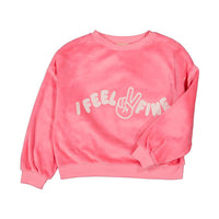 Louis Louise Bubble Gum Velvet Peace Sweatshirt