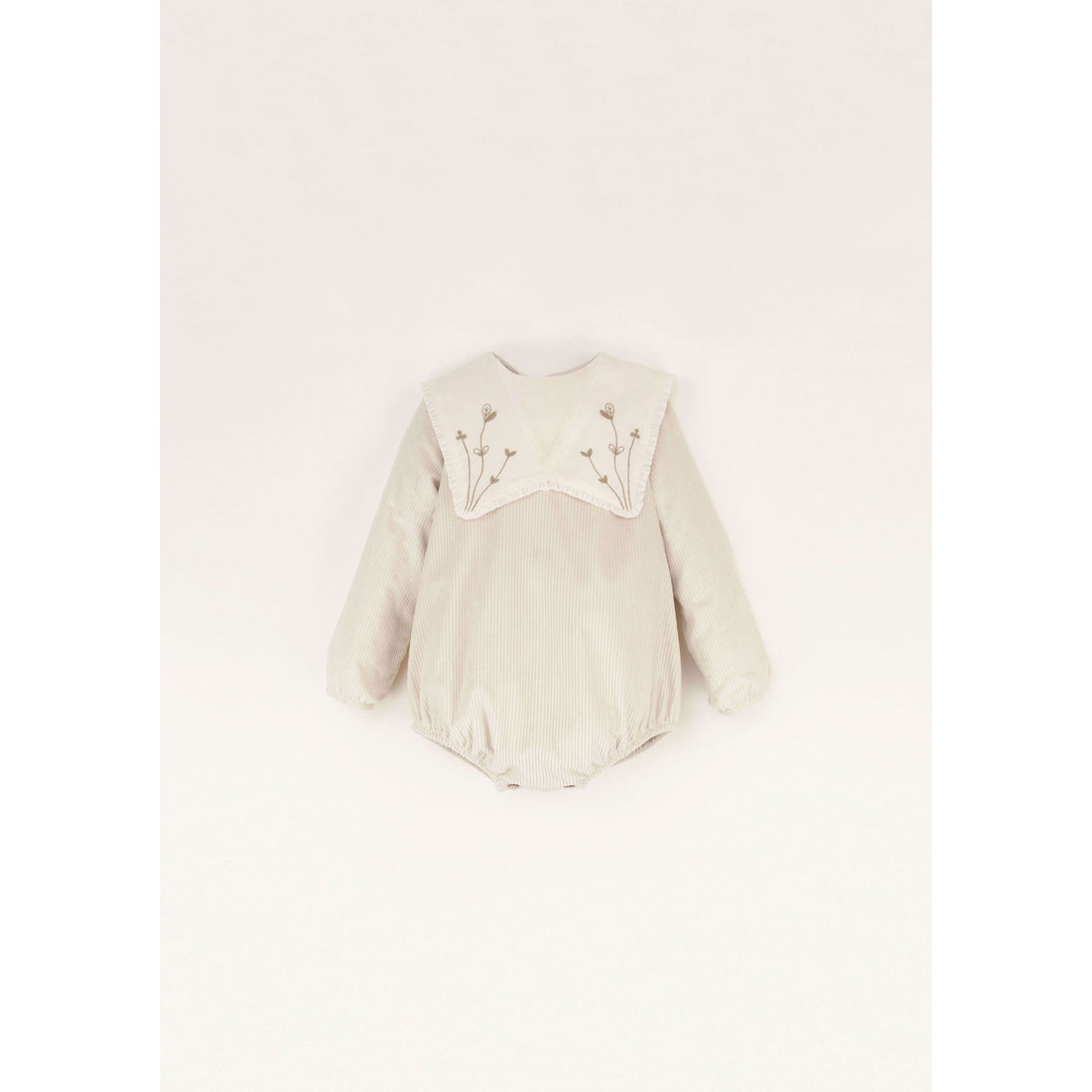 Popelin Off White Embroidered Romper