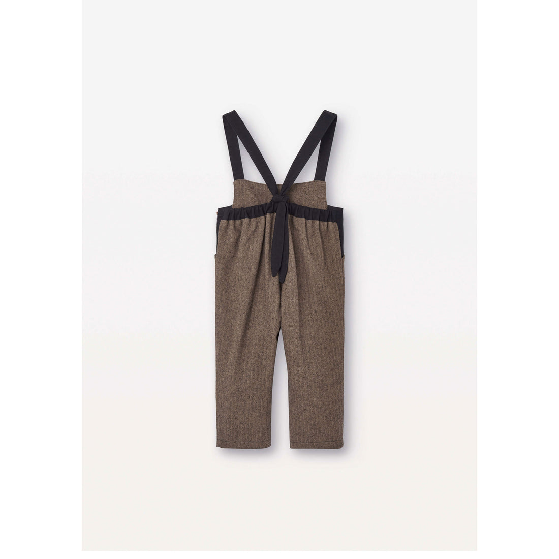 Popelin Brown Micro Herringbone Dungarees – Ladida