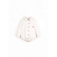 Popelin Off  White Shirt Romper
