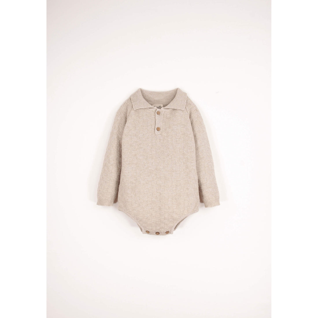Popelin Beige Textured Knit Romper